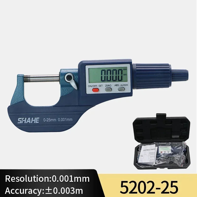 Shahe 0-25/25-50/50-75/100 MM Micron Digital Outside Micrometer Electronic Micrometer Gauge 0.001 MM Digital Tools Caliper
