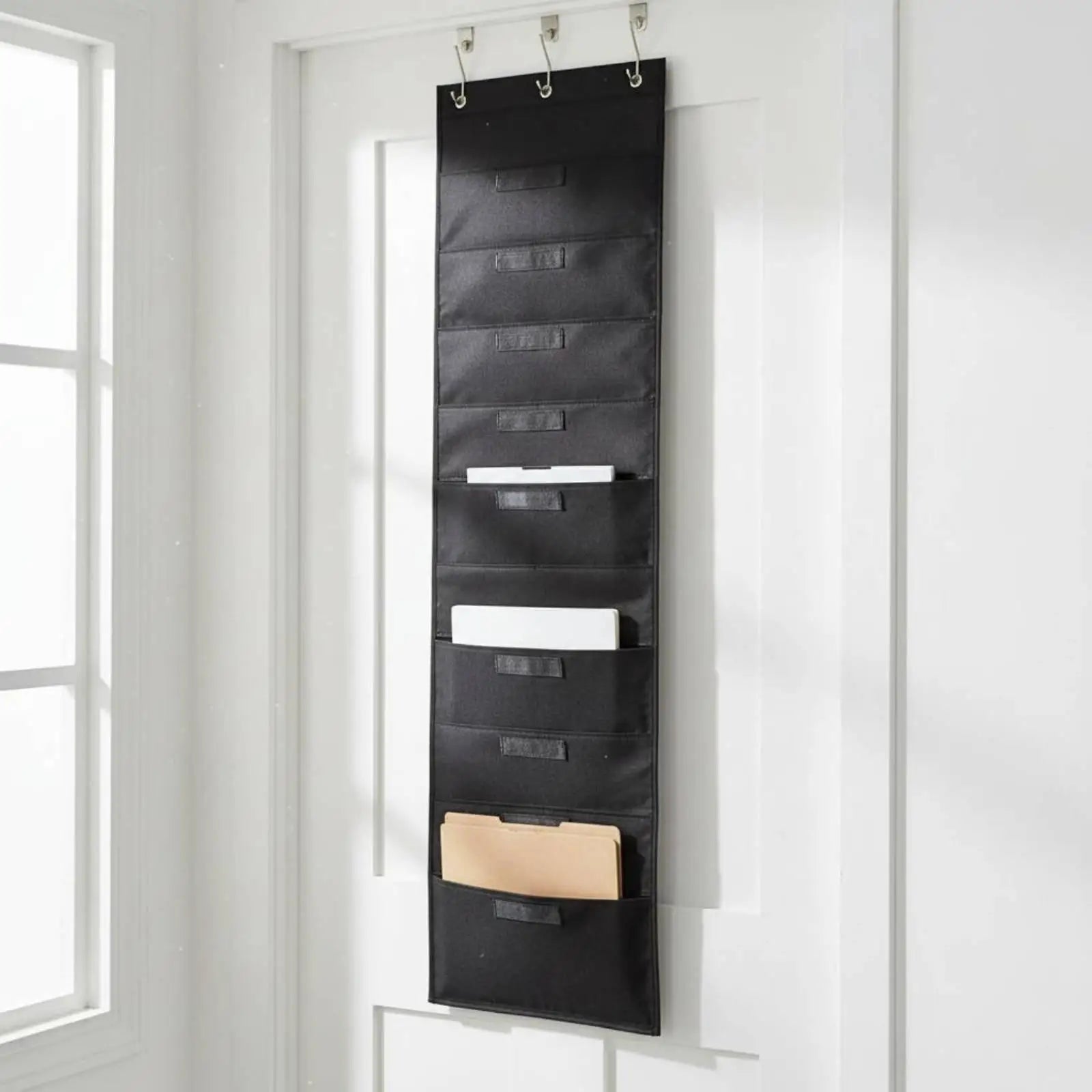 Wall Hanging Organizer Heavy Duty Labeled Hanging File Folder Organizer Document Folder Organizer for Office School Dorm Door