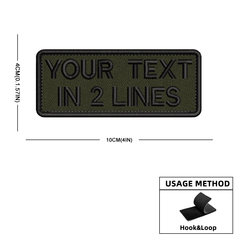 Custom Personalized Name Number Patch Stripes Badge Tags Different Sizes Iron On Or Hook Loop Embroidered Military Green Patches