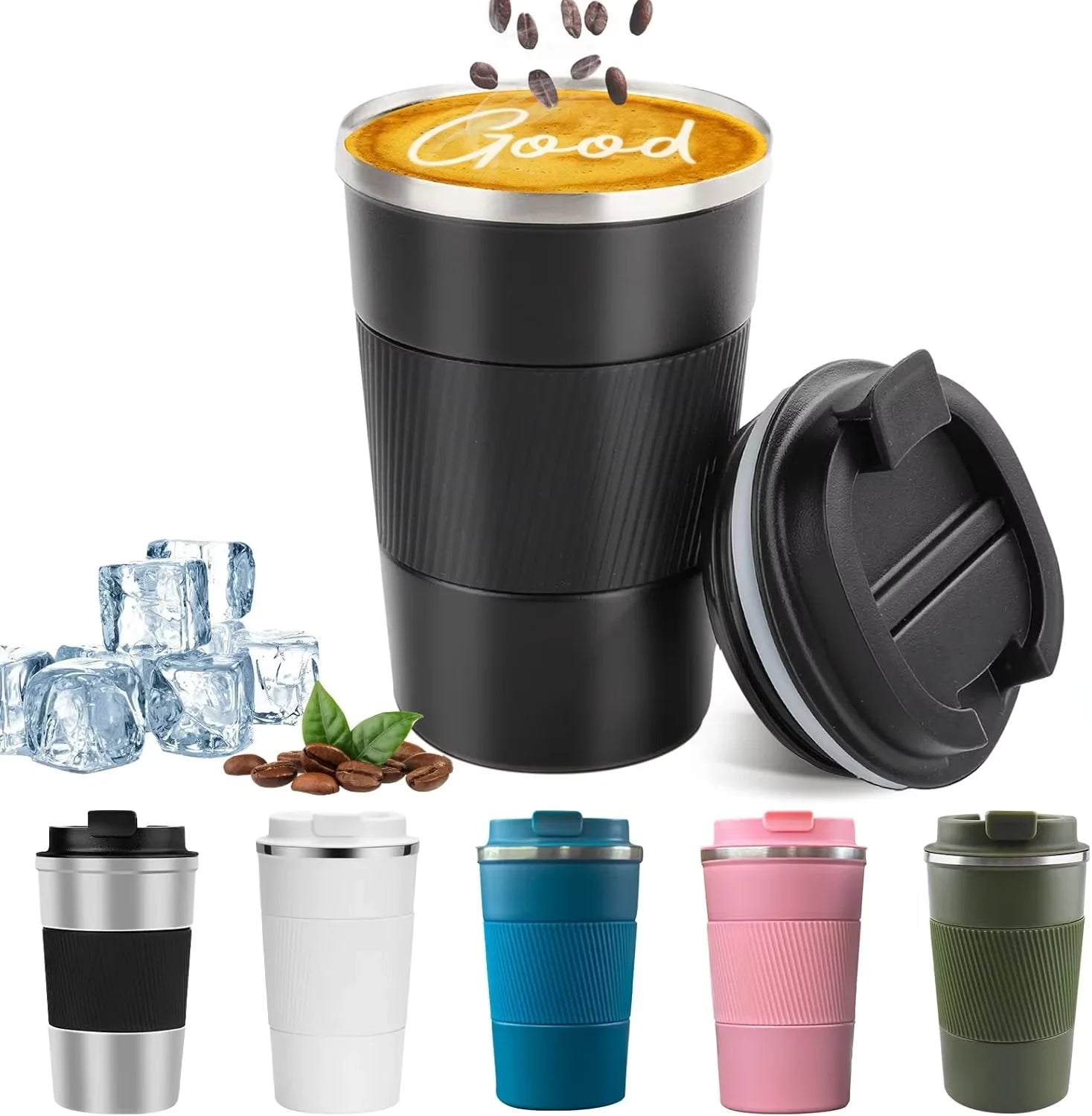 12.85/17.25oz Stainless Steel Thermos Insulated Cup Double-layer Leak-Proof Travel Mug For Sports Outdoor Portable Vacuum Bottle