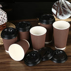 100pcs/pack 8oz/14oz/16oz Disposable Thick Double-layer Hot Drink Tea Cup Coffee Paper Cup
