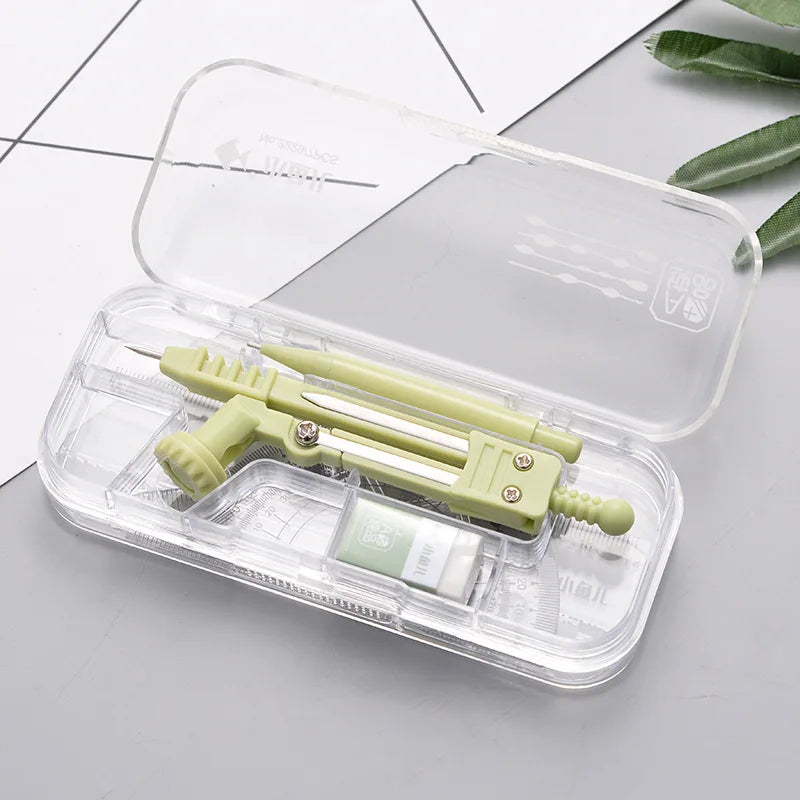Metal Zinc Alloy Compasses Set,2B Pencil,Drawing Gauge,Removable Pencil,With Sharpener,Student Products 2218