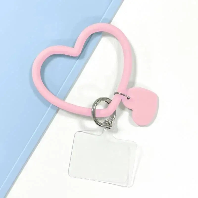 1Pc Silicone Heart Loop Cell Phone Hand XYu Wrist Strap With Key Chain Holder - Universal Mobile Straps For All Smartphones