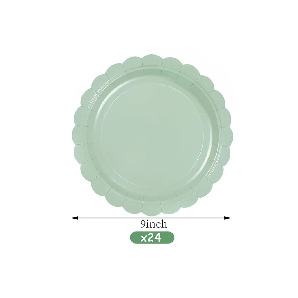 96 Pcs Sage Green Paper Plates And Napkins, 24 Guest Sage Green Party Supplies For Wedding, Birthday,Valentine's Day, Ramadan