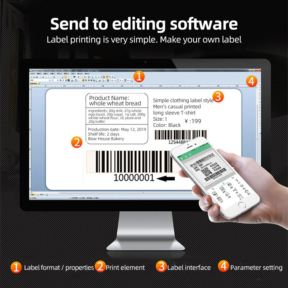 Xprinter 80mm Thermal Label Printer 2,3 Inch Barcode Sticker Printer Bluetooth Receipt Printer LAN/Bluetooth/USB