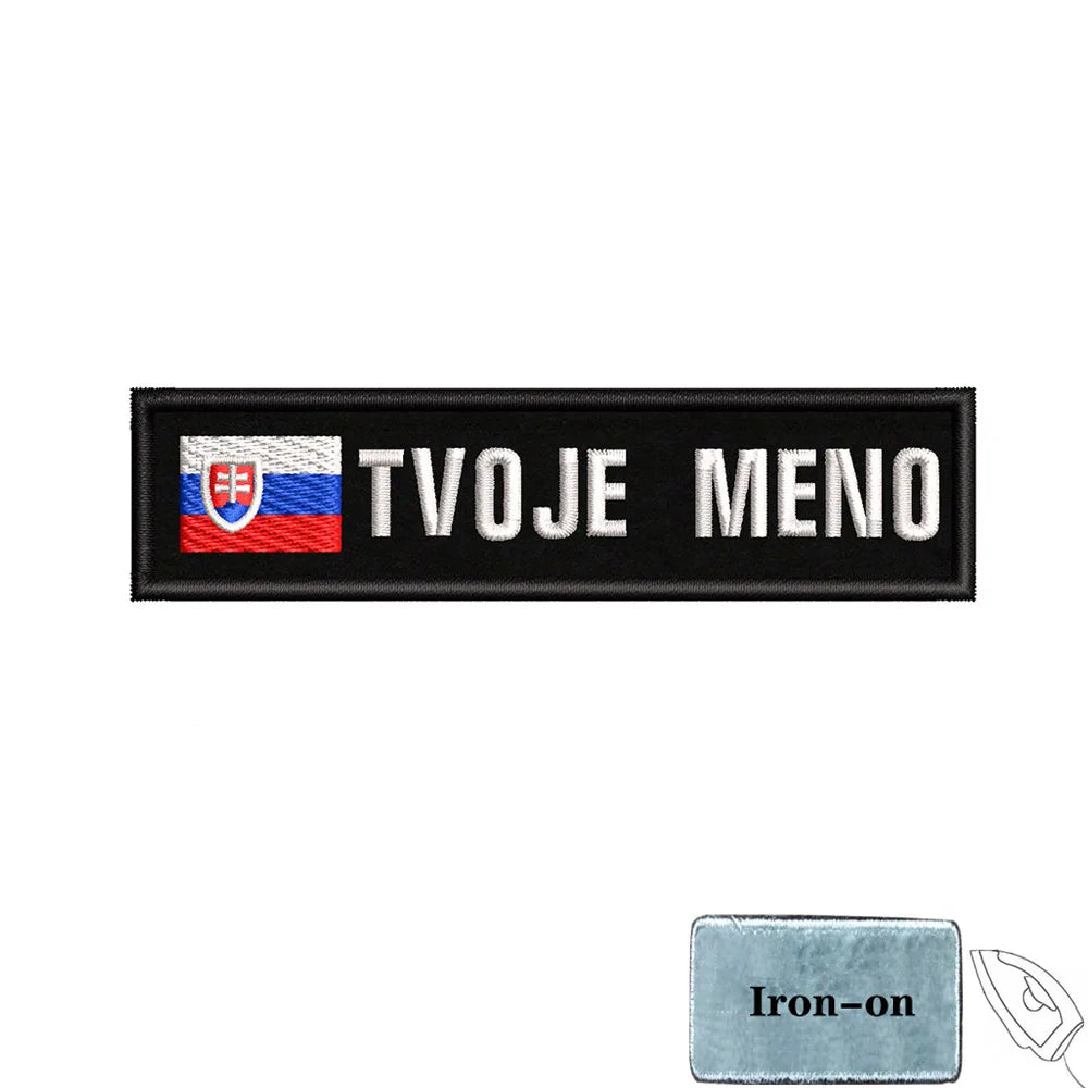 1PC 10cmX2.5cm Custom Name Flag Patch Stripes Badge Iron On Or Hook Loop Estonia Austria Bulgaria Hungary Romanian Ireland