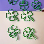 10/30/50 Green four-leaf clover-shaped paper clips - Lucky little clips, durable color document organization clips