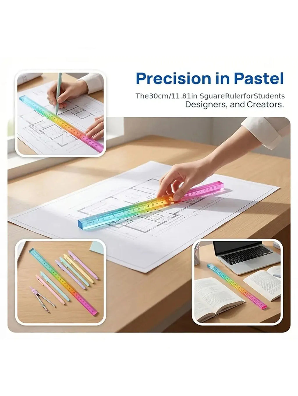 Random Color Cube Ruler Geometry Drawing Tool for Learning Stationery Drawing Measurement Mathematics Teaching Aids