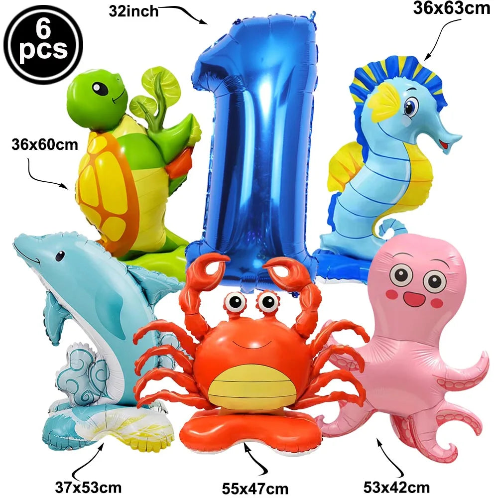 Ocean Sea Birthday Party Tableware Turtle Whale Print Plates Napkins Cups for Baby Shower Ocean Party Birthday Decorations