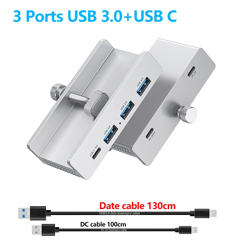 10Gbps USB HUB Clamp USB3.2/3.0/2.0 Splitter Adapter External Multi Clip Dock For iMac Macbook Lenovo Desktop PC Accessories