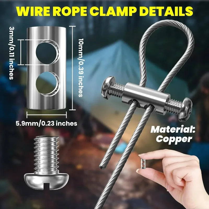 Wholesale Steel Wire Rope Clamps Double Hole Suspension Cable Clamp Cross Screw Adjustment Telescopic Lock Fastener Copper Clips