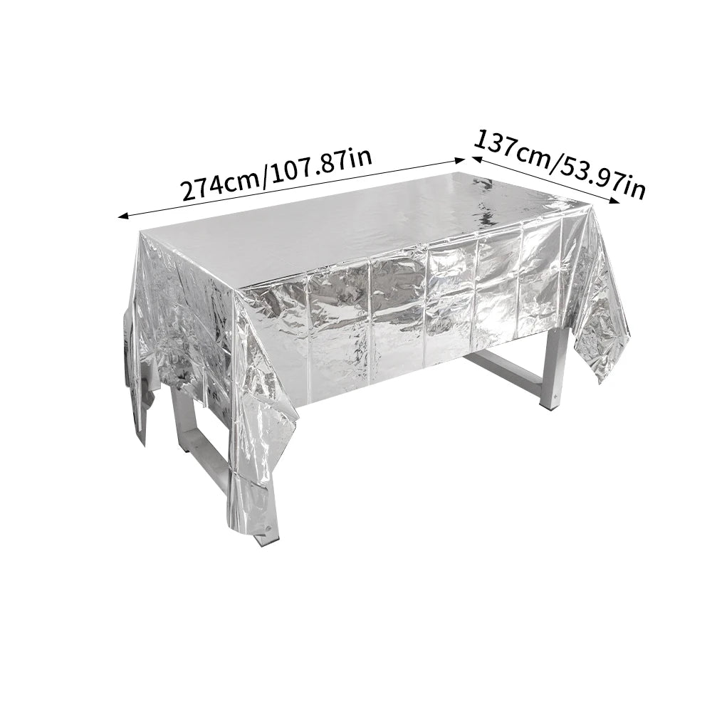 Silver Laser Paper Disposable Tableware Set Dinner Paper Plate Cup Napkin Tablecloth for Birthday Party Retirement Wedding Party