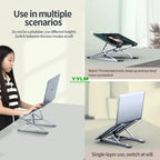 High-efficiency aluminum alloy laptop stand, adjustable, heat-dissipating, portable and foldable