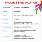 DTF Direct To Film Transfer Ink DTF Ink 1000ML/Bottle For Epson DX5 DX7 4720 XP600 Printhead L1800 1390 L805 L3200 DTF Printer