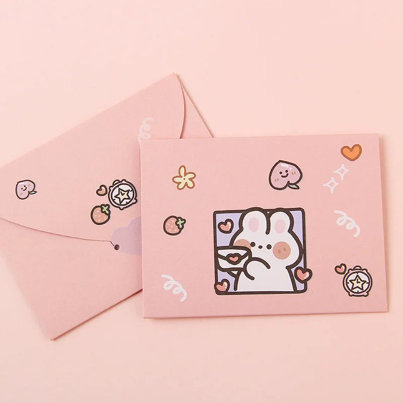 Bear Rabbit Blessing Thank Envelope Ins Cartoon Decoration Letter Paper 9 Styles Beautiful Cartoon Greeting Card New Year Gift