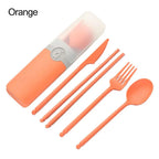 Wheat Straw Portable Reusable Spoon Fork Spoon Portable Cutlery Sets With Case Tableware Set