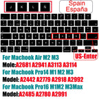 Keyboard Cover for 2022-2024 M4 M3/M2/M1Chip Pro 14"/16" A3401/A2992/A2779/A2991/A3403 MacBook Air 15.3"/13.6" A3113/A3114/A2941