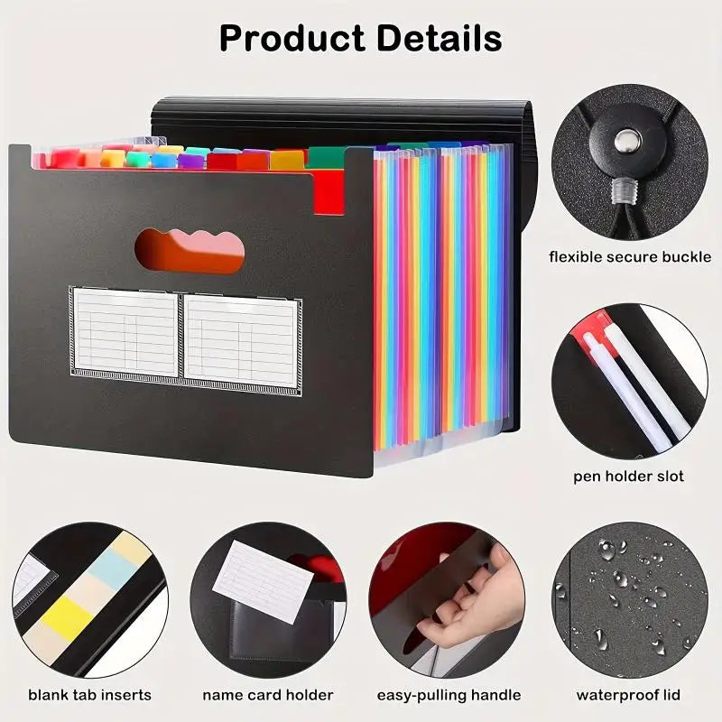 A4 Multi‑Layer Flip Organ Bag Three‑Sided Sealed Plastic File Folder with Hanging Rope Dust‑Proof Office Document Storage Bag