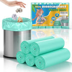 2 Gallon Mini Green Trash Bag - Small Garbage Bags For Bathroom Can 100 Count 7.5 L Unscented Compostable Biodegradable Tiny Li