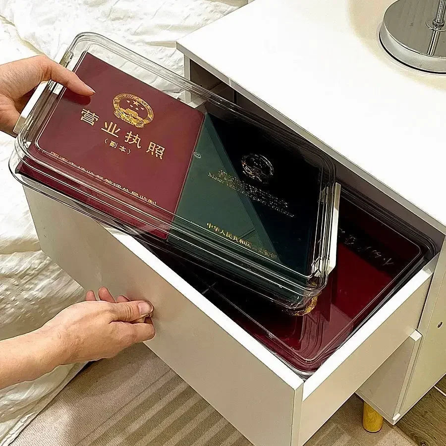 Transparent Acrylic New Desktop Paper Storage Box A4 File Document Exam Paper Organizer Household Dust Proof Card Holder Case