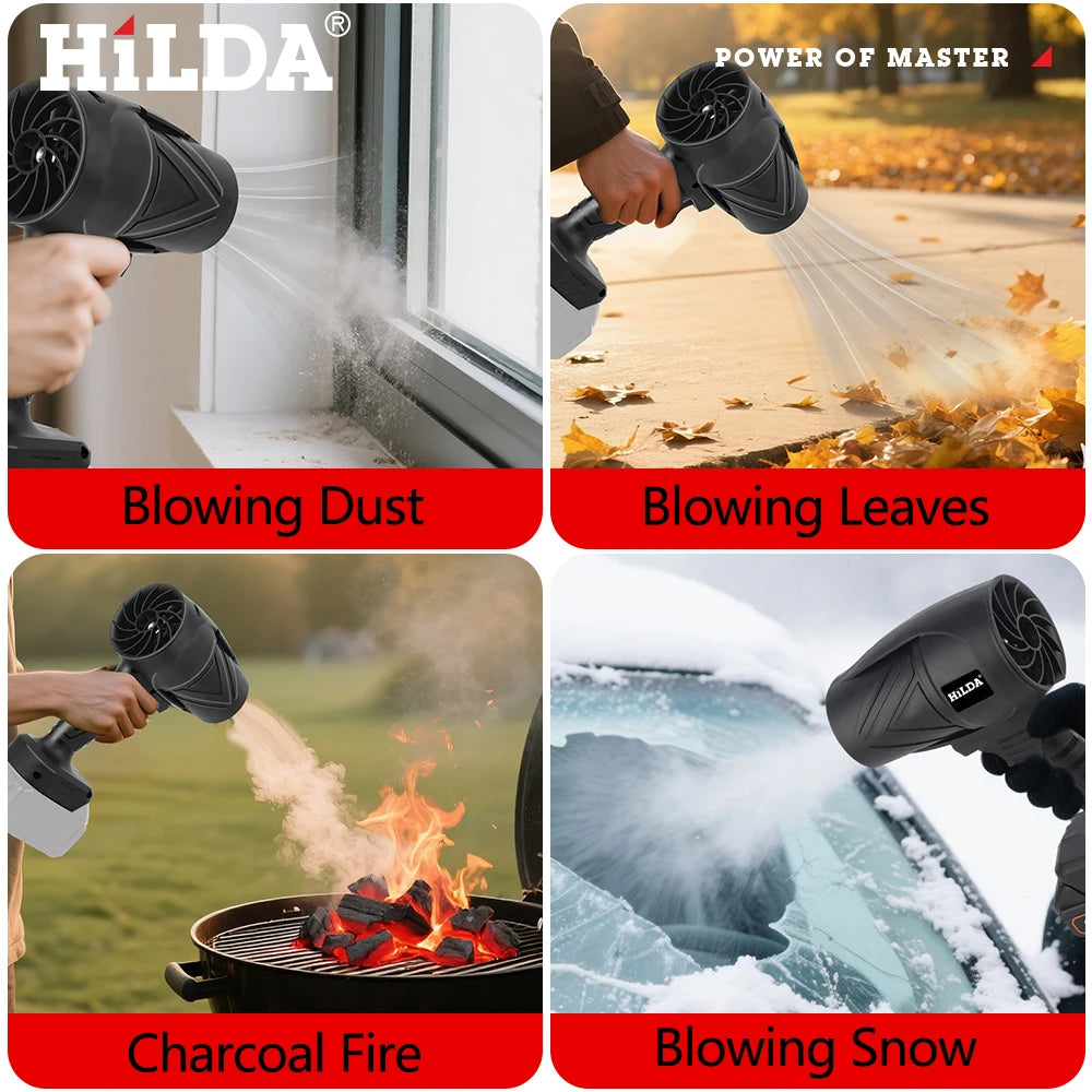 HILDA New Storm Force 1000W Air Blower Handheld Cordless Dust Blaster Snow & Leaf Sweeper Turbo Jet Cleaner for Makita Battery