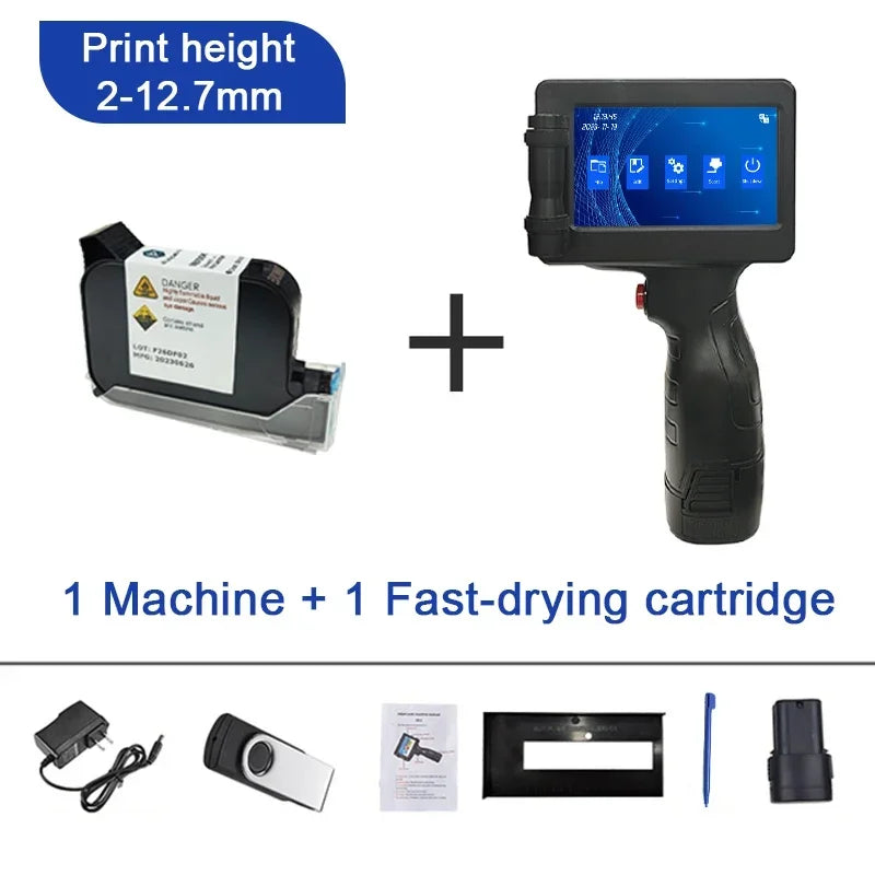 Phezer 12.7mm P17 Handheld Inkjet Printer Portable Label Printer Expiry Date Expiration Batch Code Logo QR Barcode 28 Languages