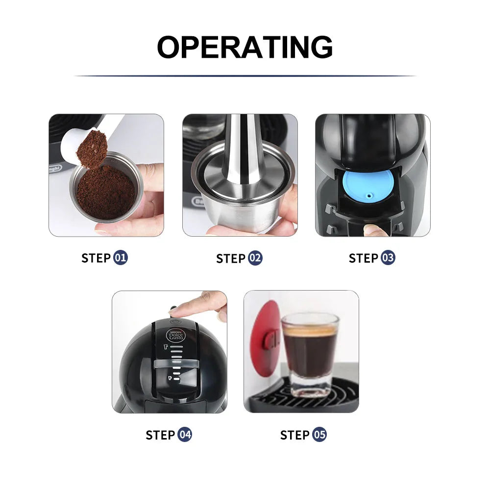 Refillable For Dolce Gusto Capsule Silicone Sleeve Stainless Steel Metal Dolci Gusto Coffee Maker Coffee Scoop Tamper i Cafilas