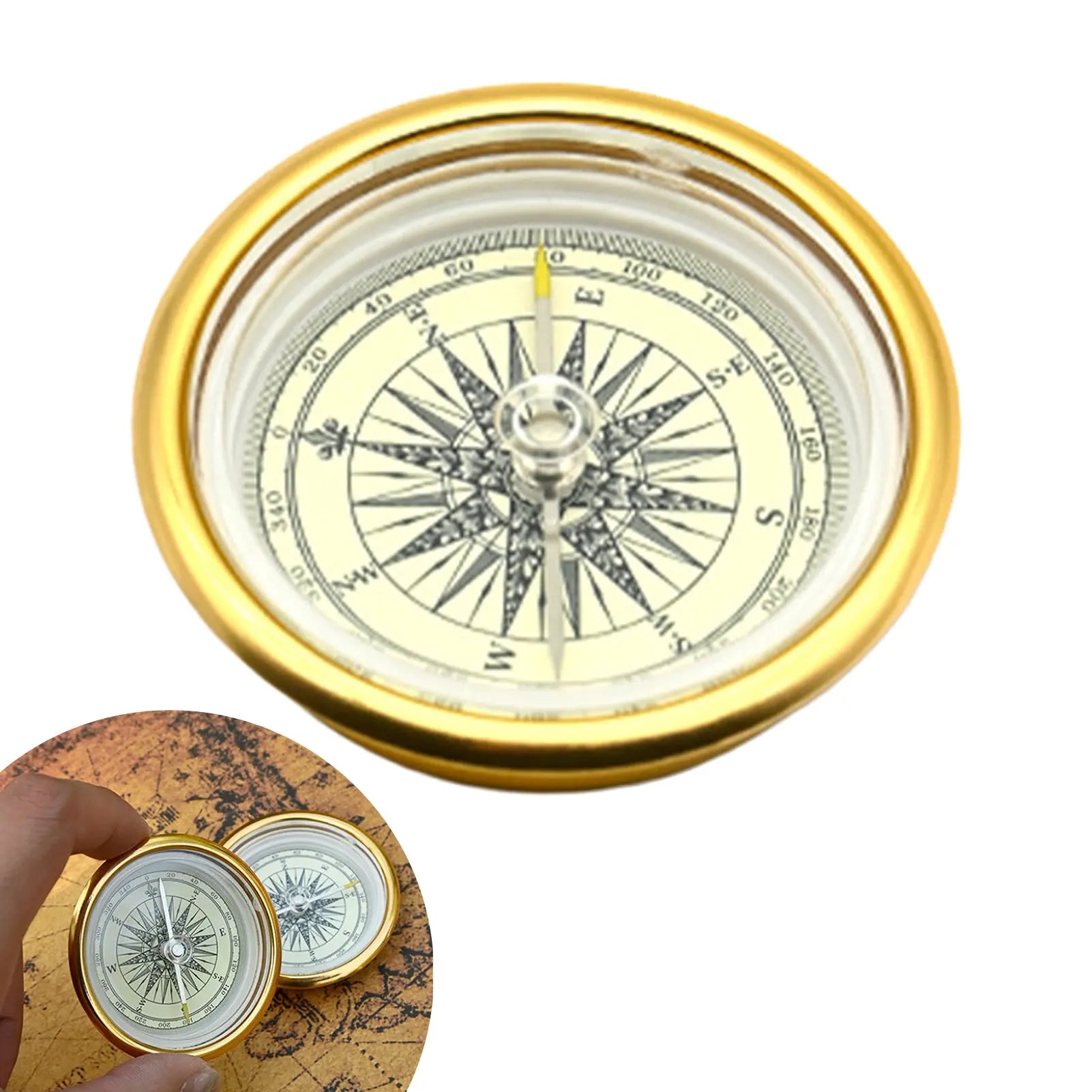 Compasses For Outdoor Adventure Retro Gold Glossy Design Hiking Camping Essential Tool With Metal Glass