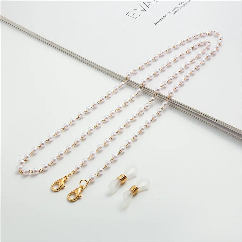 Fashion Reading Glasses Chain Pearl Flower Glasses Hanging Rope Anti-Lost Eyewear Mask Lanyard Women Sunglasses Glasses Chain