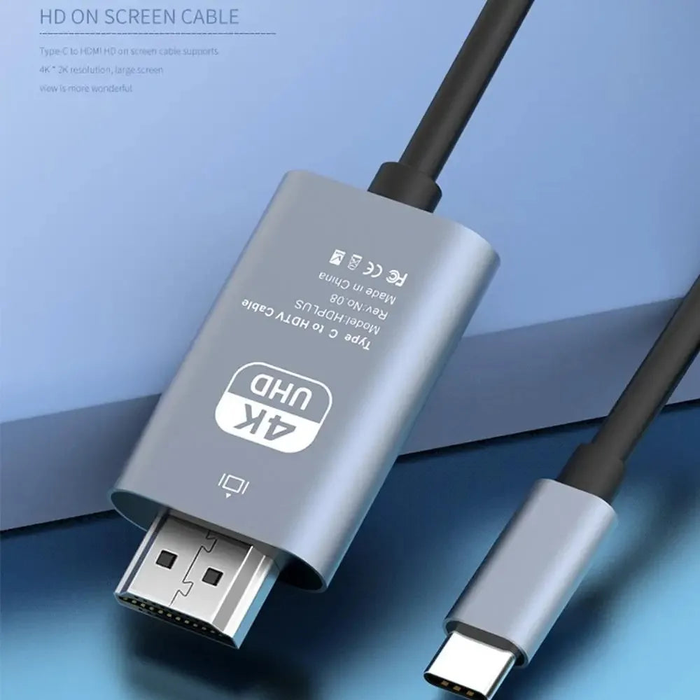 Aluminum Shell USB C to 4K@30Hz HDMI-compatible Display Adapter Cable Compatible with Thunderbolt5/4/3 Laptops i/phone16/15