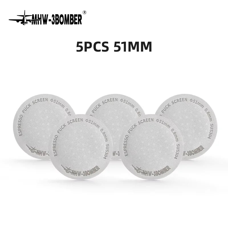 MHW-3BOMBER Titanium Coating Espresso Puck Screen 51/53/58.5mm Reusable Metal Filter 0.8mm Thickness Lower Shower Screen