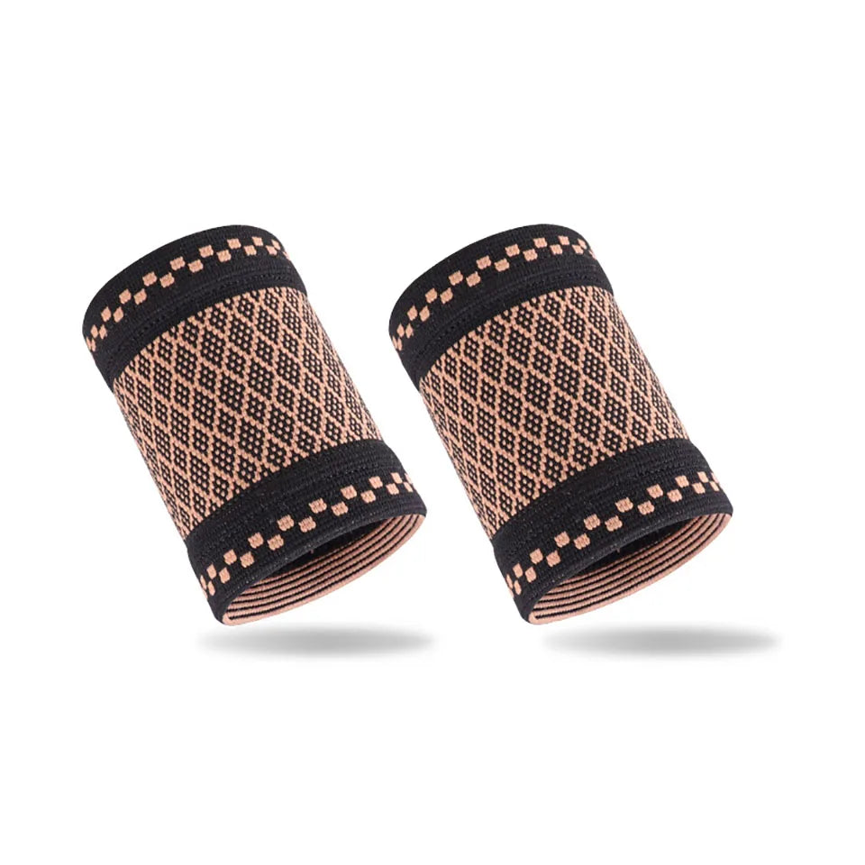 1Pair Copper Fiber Sports Wrist Support Sweat-Absorbent Breathable Knitted Nylon Wrist Brace Outdoor Sports Badminton Men Women