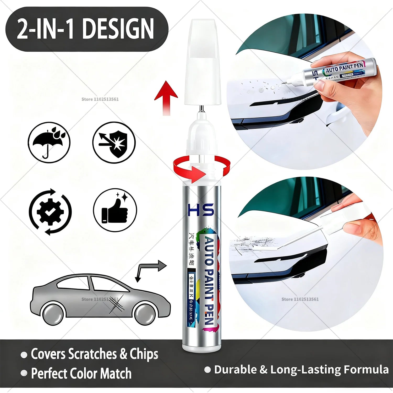 For Tesla Model 3 Y X S Scratch Removal and Wheel Hub Touch Up Pen Paint Clear Coat To Enhance Gloss Pearl White Deepsea Blue