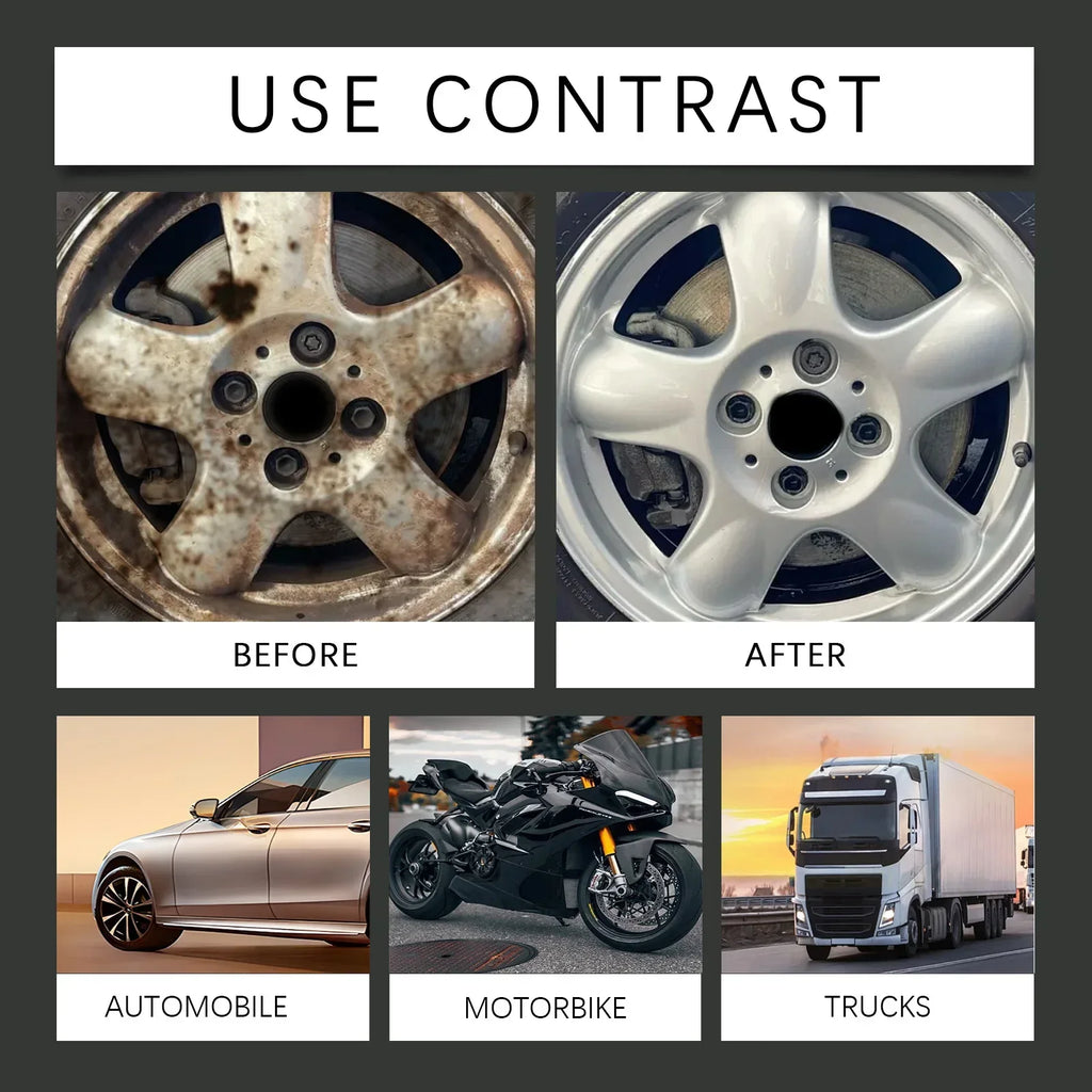 Car Rust Remover Car Wheel Care Quick Remover Car Exhaust Pipe Rust Removal Spray Clean Metal Iron Powder Stains
