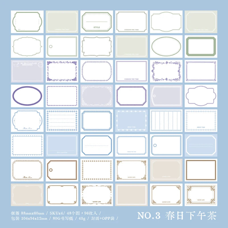 Yoofun 96 sheets Vintage Style Memo Pad Material Paper for Journal Planner Scrapbooking Materials Stationery Notes Paper