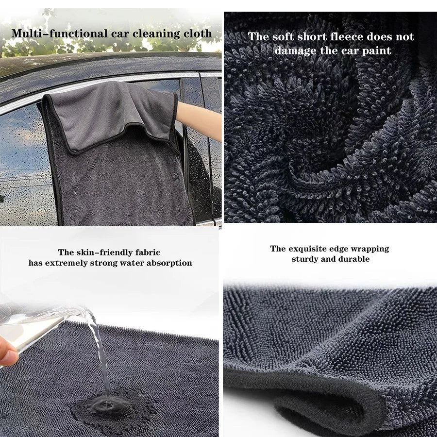 1/2/3/5 Car Cleaning Towels, Microfiber Car Towels, Vehicle Cleaning Cloths, Strong Water-Absorbing Car Glass Cleaning Towel Supplies