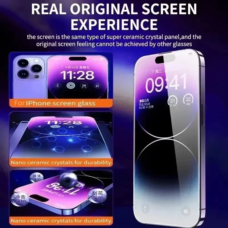 Oleophobic Coating Dust Free Screen Protector For iPhone 17 Pro Max 16 15 18 13 11 12 14 Pro Max SE 16e 7 8 Air Tempered Glass