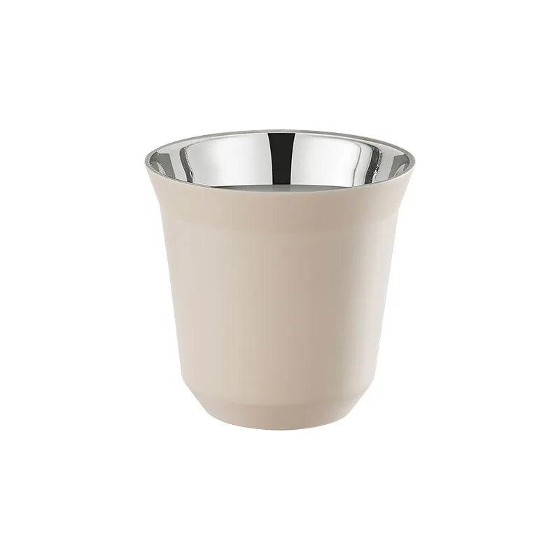 Double Wall Insulated Stainless Steel Espresso Cup Capsule Coffee Mug Metal Drinking Demitasse Cup For Home Indoor or Outdoor