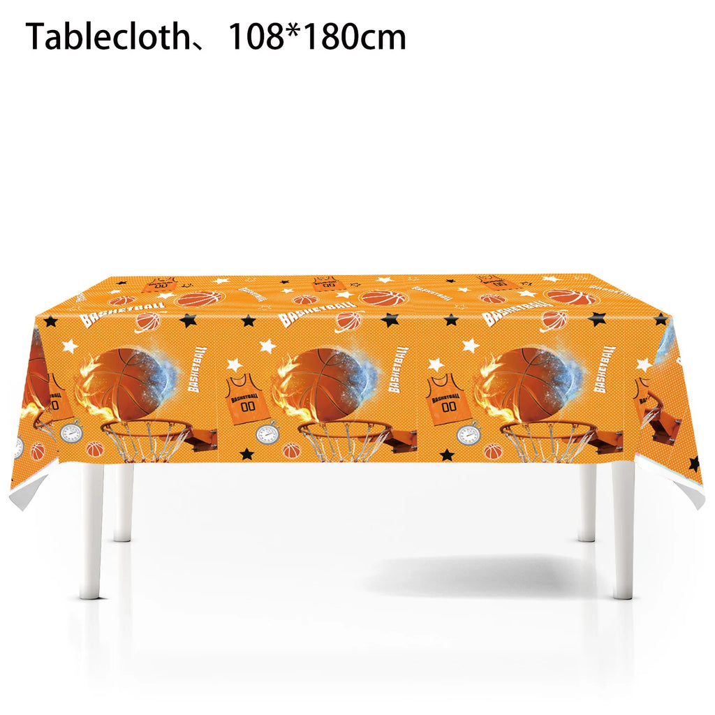 Basketball Tablecloths Basketball Party Decorations Rectangular Plastic Table Cover Boys Basketball Theme Birthday Party Supplie