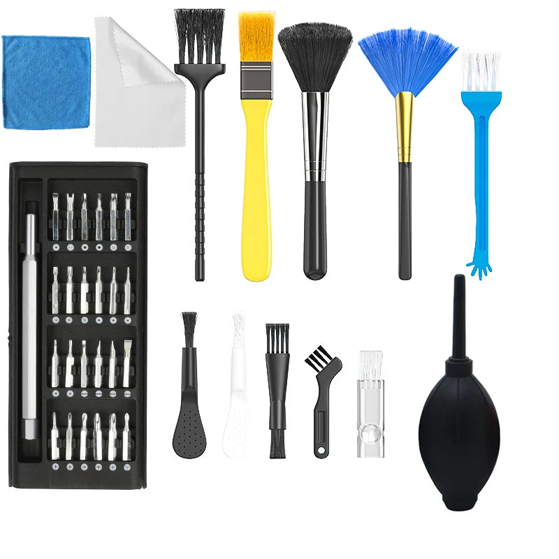 Computer Camera Mobile Phone Cleaning Tools Microfiber Cloth Screwdriver Cleaning Cloth Air Blower Brushes for Keyboard