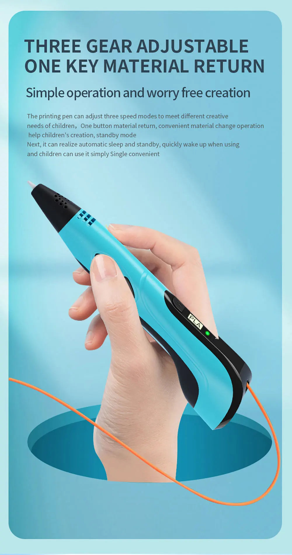 2026 New 3D Printing Pen DIY Three-dimensional Painting Children Toys With LCD Screen Power Adapter 200M PLA Filament Toys Gift