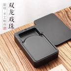 Natural Stone Rectangular Inkstone with Lid - Traditional Chinese Calligraphy Ink Slab, Four Treasures, Handmade Art Gift