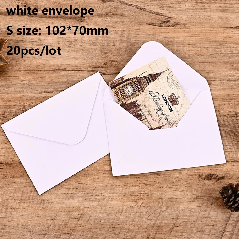 20pcs White Black Kraft Paper Envelopes for Wedding Invitation Greeting Card Black Postcard Photo Packing Paper Gift Envelope