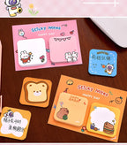 1Pcs Kawaii Cartoon Animal Sticky Notes Sticker 60Sheets Cute Rabbit Bear Capybara Astronaut Memo Pad School Office Stationery