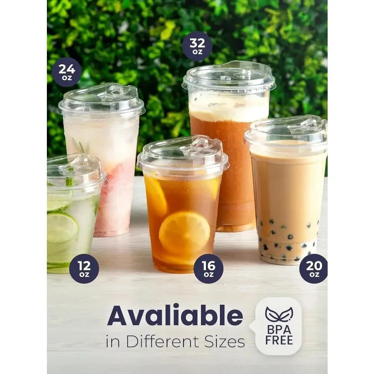12/16/20oz Disposable Transparent Plastic Cup Leakproof Shatterproof Fit For Milk Bubble Tea Coffee Beverages Daily Use
