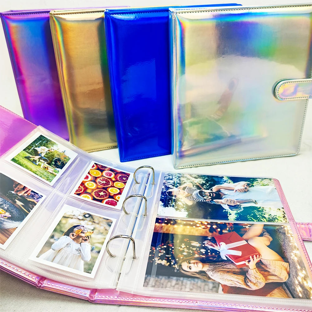 3-Ring A5 Binder Photo Album Photocard Holder Scrapbook with Cotton Padding, High-Gloss Surface for Pokemon Yu-Gi-Oh Card Album