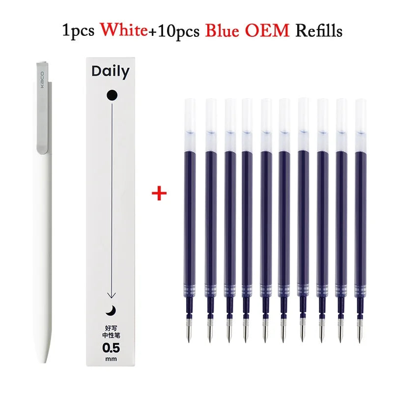 KACO Gel Pens Press Signature Pen Stationery Metal Pen Clip 0.5mm Black Ink Quicking Drying Large Capacity 800M Smooth Writing