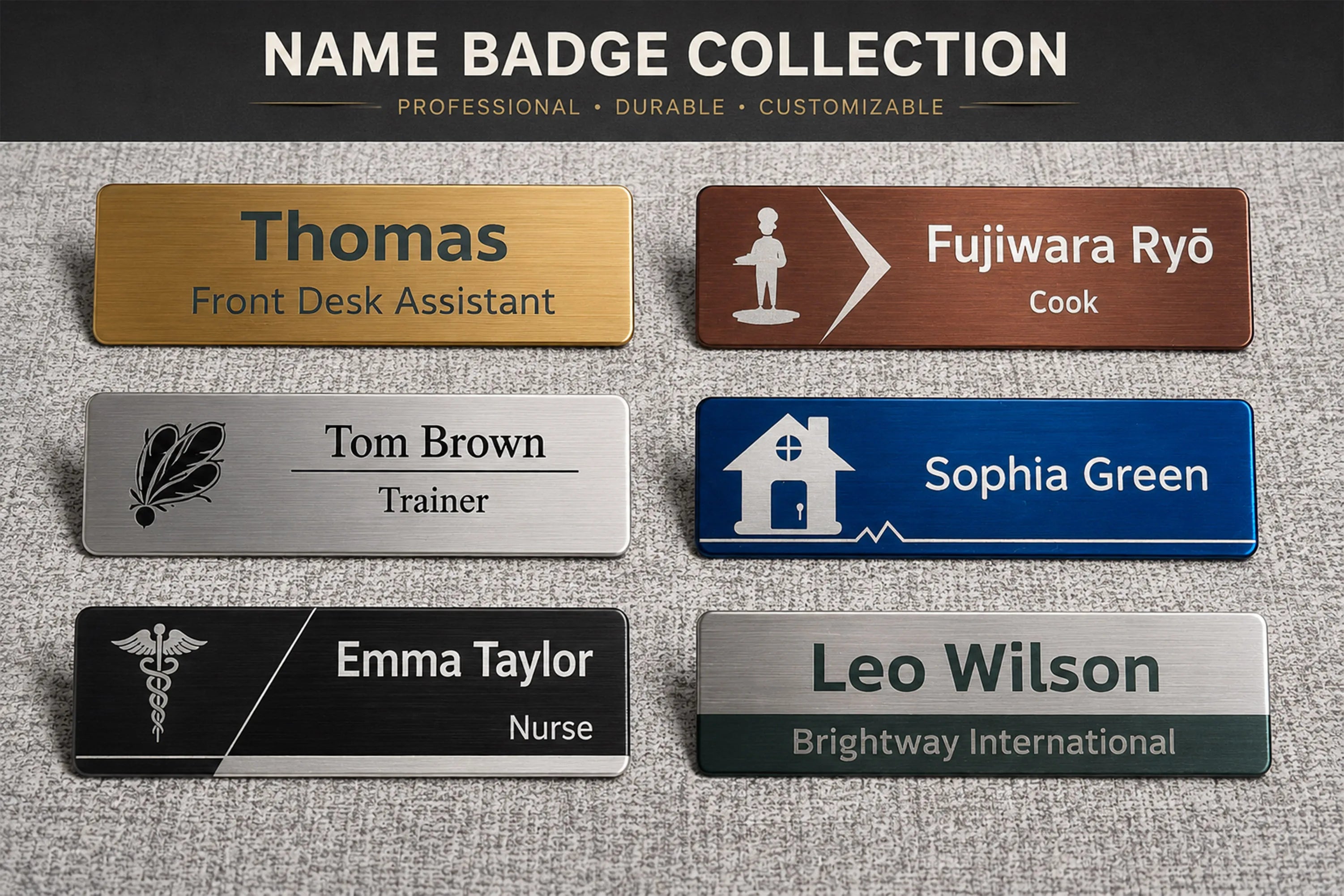 Engraved Personalized Name Tags with Magnet Clip or Pin - Stainless Steel Metal Custom Magnetic Name ID Badge Tag for School