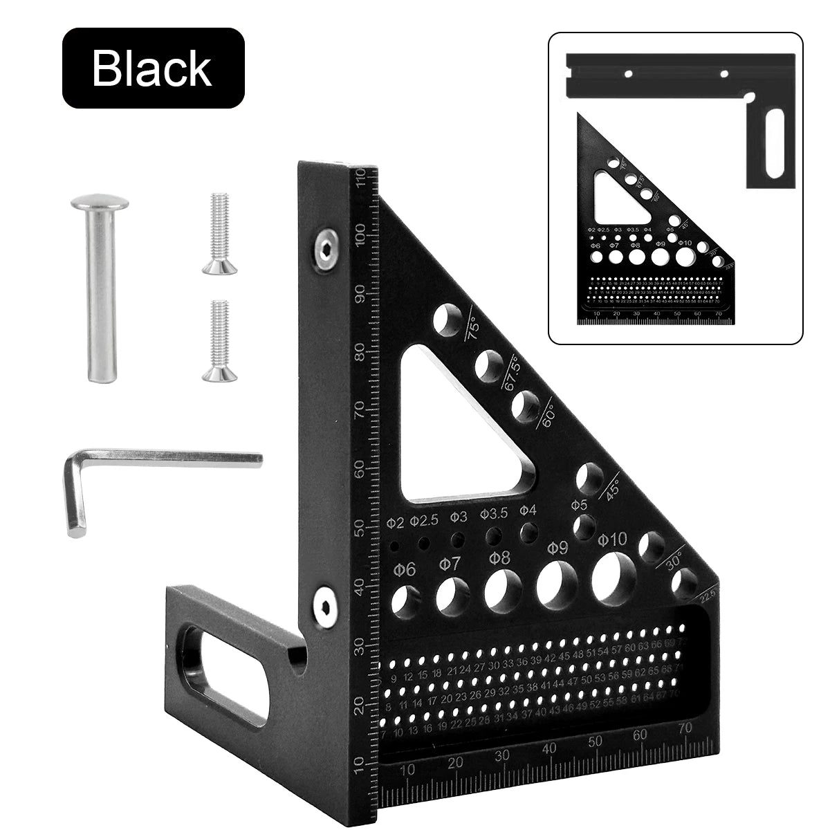 ABS Multi-Angle Measuring Mini Ruler, 45/90 Degree Woodworking Square Protractor, Miter Triangle Ruler Layout Measuring Tool