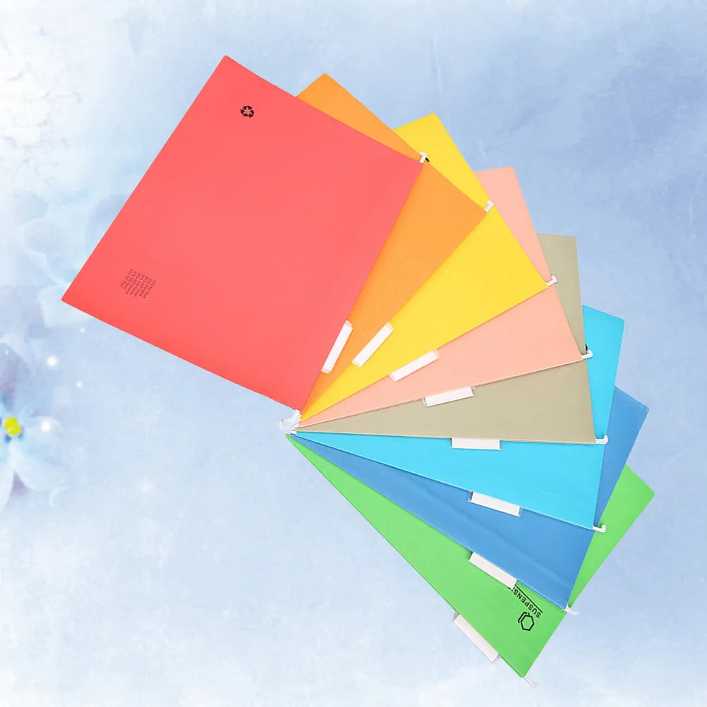 8Pcs Bright Color Hanging File Folders A4 Compatible for Document Sorting Home Office Use Premium Paper Material with